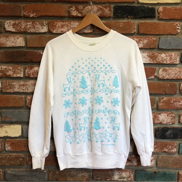 Vintage Other - Vintage 1980s Lake Tahoe Holiday Winter Textured Crewneck Sweatshirt